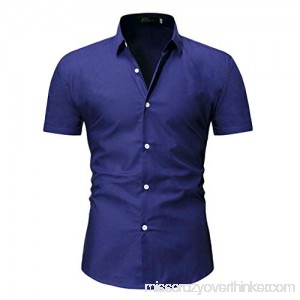 Mens Short Sleeve Shirts Casual Formal Slim Fit Shirt Top Blue B07QHY47LL